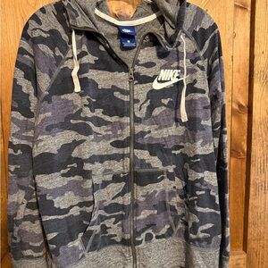 Nike Camo Varsity Hooded Jacket - Gray and Black